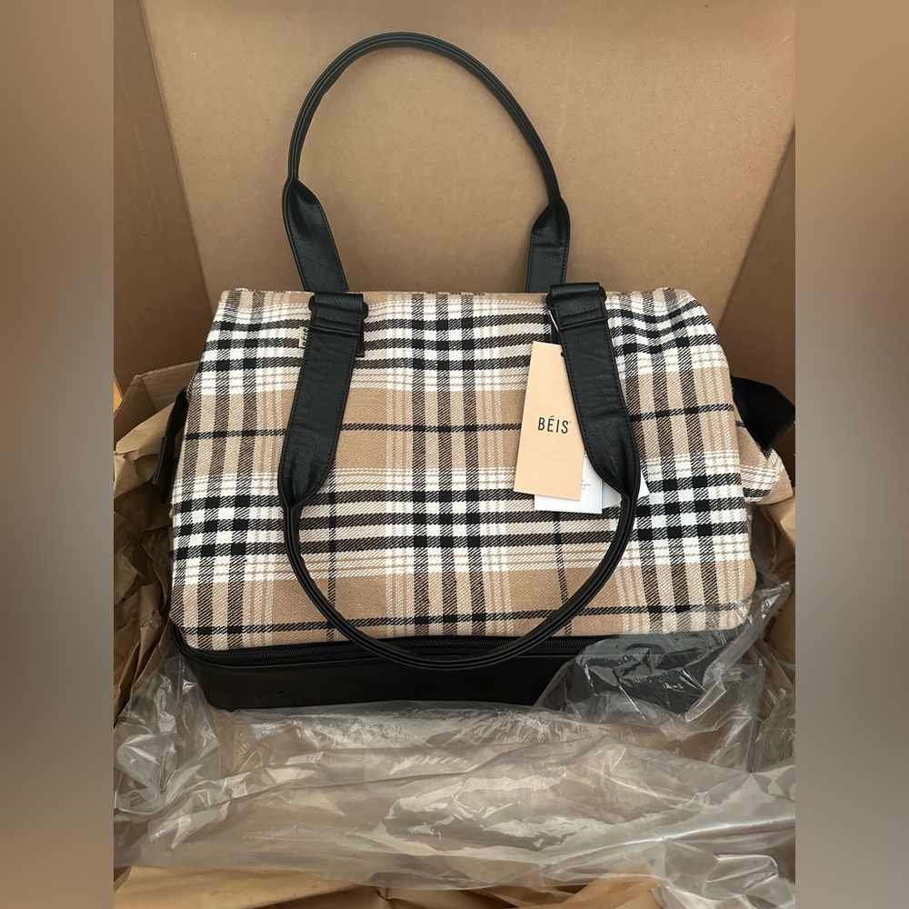 NWT Beis plaid mini weekender